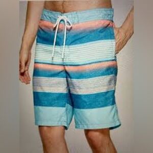 Goodfellow & Co Blue and Orange Striped Board Shorts